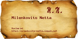 Milenkovits Netta névjegykártya